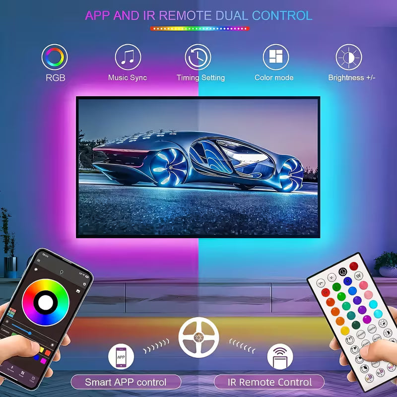 GANZQH Led Lights for Bedroom 50FT, RGB Led Strip Lights Color Changing Indoor, Music Sync Led Light Strip with Remote & App Control, DIY Fancy Led Lights for Room Decor Ambient Lighting (1 * 50FT)