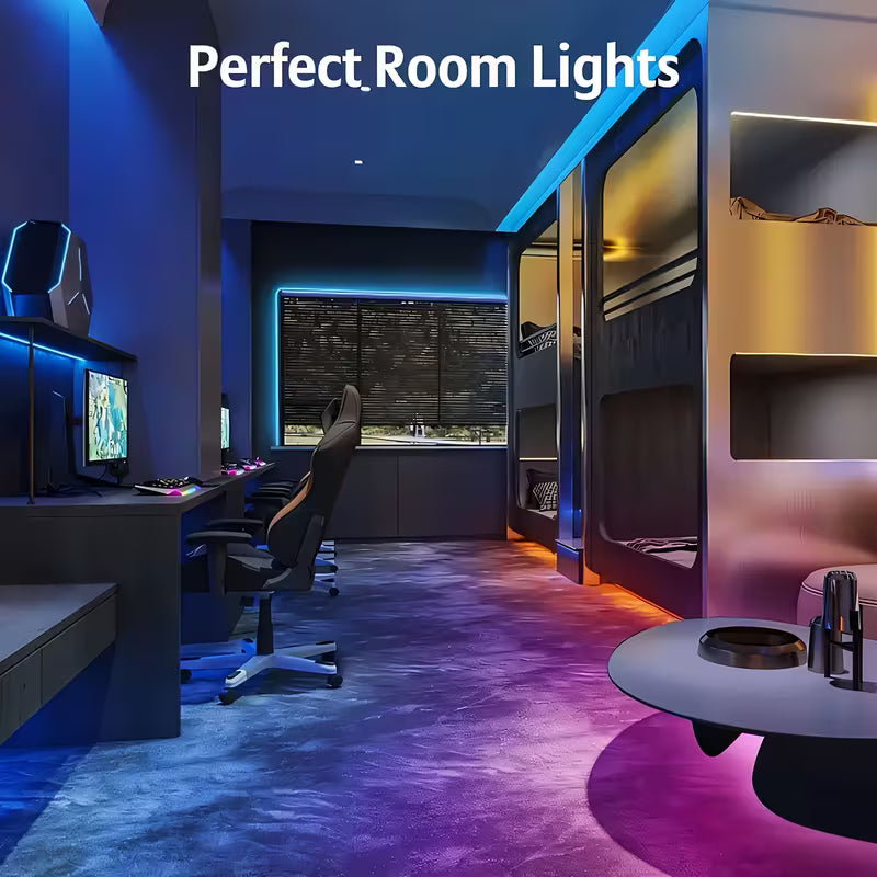 GANZQH Led Lights for Bedroom 50FT, RGB Led Strip Lights Color Changing Indoor, Music Sync Led Light Strip with Remote & App Control, DIY Fancy Led Lights for Room Decor Ambient Lighting (1 * 50FT)